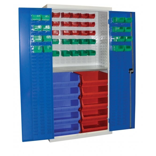 Container Storage Cupboard with door - H.1800 W.900 D.460 - 10 x Size 6 Containers, 41 x Size 2 Containers, 1 Shelf