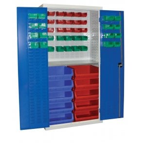 Container Storage Cupboard with door - H.1800 W.900 D.460 - 10 x Size 6 Containers, 41 x Size 2 Containers, 1 Shelf