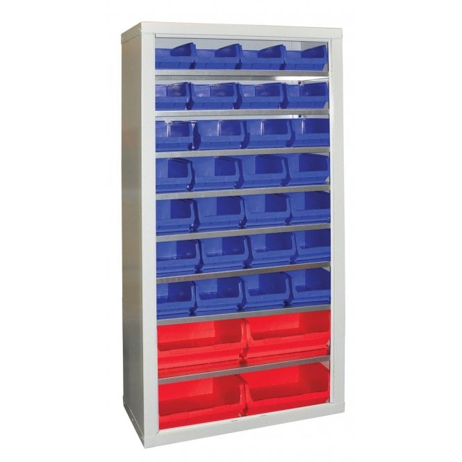 Container Storage Cupboard without Door - H.1800 W.900 D.460 - 28 x size 4 Containers, 4x size 6 Containers, 8 Shelves