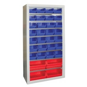 Container Storage Cupboard without Door - H.1800 W.900 D.460 - 28 x size 4 Containers, 4x size 6 Containers, 8 Shelves