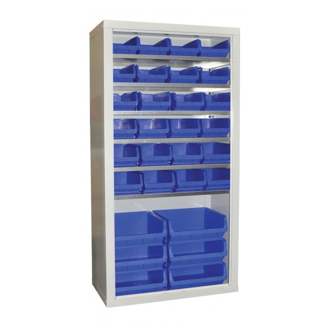 Container Storage Cupboard without Door - H.1800 W.900 D.460 - 24 x size 4 Containers, 6 x size 6 Containers, 6 Shelves