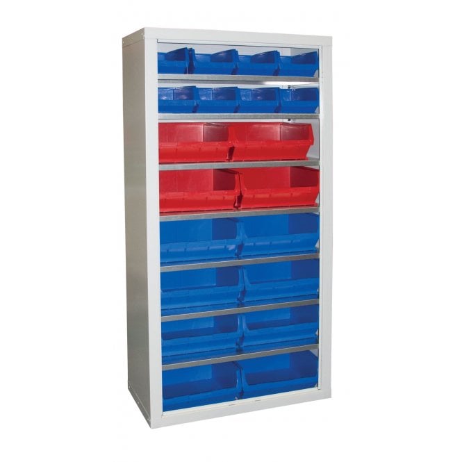 Container Storage Cupboard without Door - H.1800 W.900 D.460 - 8 x size 4 Containers, 12 x 6 Containers, 7 Shelves