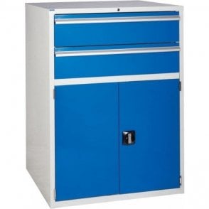 Cupboard with 2 Drawers & 1 Shelf - H1200 x W900 x D650mm - 2x200mm, 1x710mm