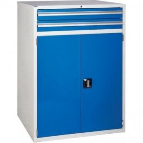 Cupboard with 2 Drawers & 2 Shelves - H1200 x W900 x D650mm - 2x100mm, 1x910mm