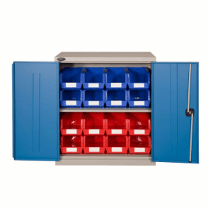 Industrial Cupboard H1015 x W915 x D460mm supplied with 1 Adjustable Shelf 85kg UDL + 16 BIN40