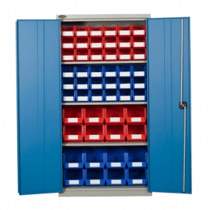 Industrial Cupboard H1780 x W915 x D460mm supplied with 3 Adjustable Shelves 85kg UDL + 16 BIN40 & 36 BIN30