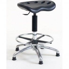 Deluxe High Chrome Sit Stand Stool with Castors Height Adjustment 580-800mm