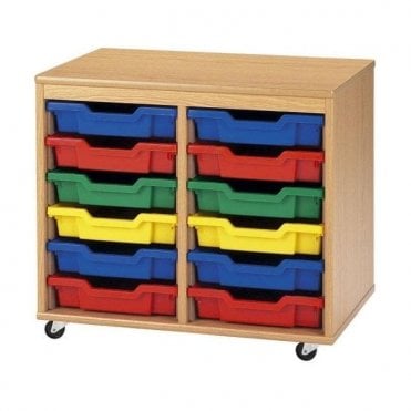 Double Tote Tray Trolley - 12 Trays