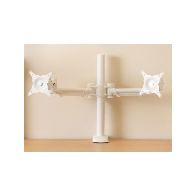 Dual monitor arm - manually adjustable - White