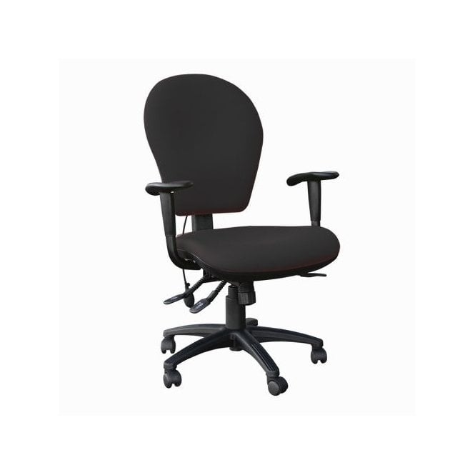 EDO high back posture task chair with height adjustable arms, synchronised mechanism, sliding seat and lumbar pump - Black fabric - Seat Width: 515mm - Seat Depth 485mm - Overall Height: 1110-1175mm