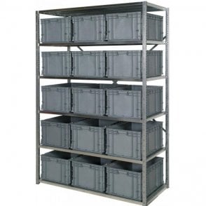 Euro Containers 280mm High on Expo 3 Shelving H2000 x W1000 x D400mm with 6 Shelves & 15 Euro Containers 400x300x280mm EXTENSION BAY