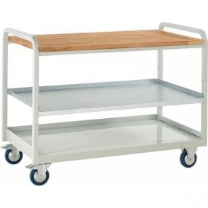 Euroslide Trolley - Beech Top with Shelf - Kit 4 - H960 x W1270 x D675mm