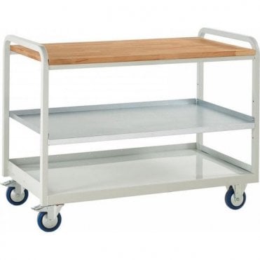 Euroslide Trolley - Beech Top with Shelf - Kit 4 - 1270mm Wide x 960mm High