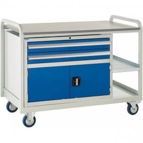 Euroslide Trolley - Laminate Top with 2 Drawers & Cupboard - Kit 12 - H960 x W1270 x D675mm
