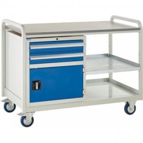 Euroslide Trolley - Laminate Top with 2 Drawers & Cupboard - Kit 6 - H960 x W1270 x D675mm
