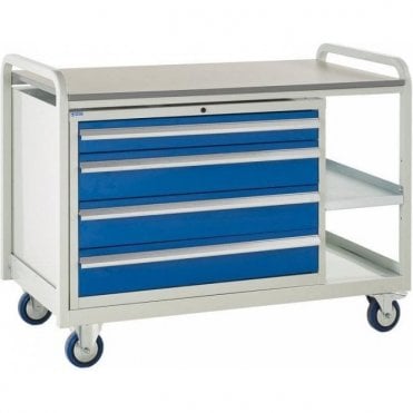 Euroslide Trolley - Laminate Top with 4 Drawers - Kit 14 - 1270mm Wide x 960mm High