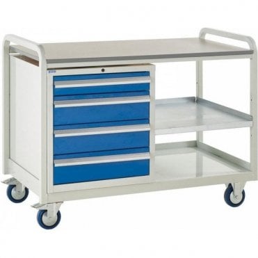 Euroslide Trolley - Laminate Top with 4 Drawers - Kit 8 - 1270mm Wide x 960mm High