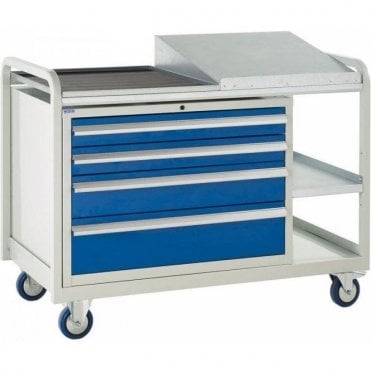 Euroslide Trolley - Sloping Top with 4 Drawers - Kit 15 - 1270mm Wide x 960mm High