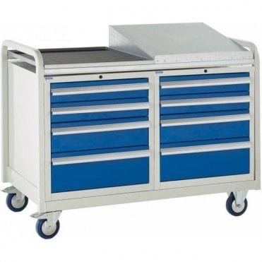 Euroslide Trolley - Sloping Top with 4 Drawers - Kit 21 - 1270mm Wide x 960mm High