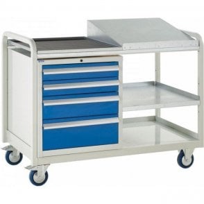 Euroslide Trolley - Sloping Top with 4 Drawers - Kit 9 - H960 x W1270 x D675mm