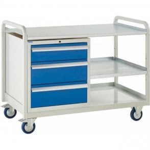 Euroslide Trolley - Steel Top with 3 Drawers - Kit 7 - H960 x W1270 x D675mm