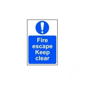 Fire Escape Keep Clear Sign 300 x 200mm - Self Adhesive Vinyl