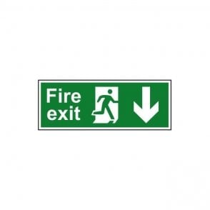 Fire exit (Man arrow down) 400 x 150mm - Self Adhesive Vinyl