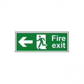 Fire exit (Man arrow left) 400 x 150mm - Rigid non-adhesive PVC