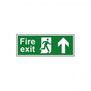 Fire exit (Man arrow up) 400 x 150mm - Rigid non-adhesive PVC