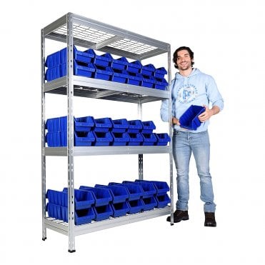 Galvanised Mesh Shelving 1200mm Wide with Boulder 3 Picking Bins