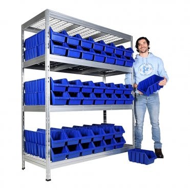 Galvanised Mesh Shelving 1500mm Wide with Boulder 4 Picking Bins