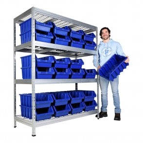 Galvanised Mesh Shelving 1500mm Wide with Boulder 5 Picking Bins