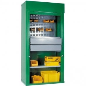 Heavy Duty Roller Shutter Cabinets - 2 Drawers, & 1/2 Louvred, 1 Shelf H2000 x W1000 x D500mm