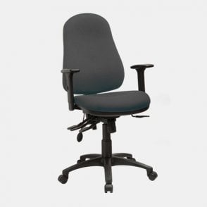 High back extra comfort task chair with height adjustable arms, extra foam, sliding seat and lumbar pump - Black fabric - Seat Width: 500mm - Seat Depth 460mm - Seat Height: 490-620mm
