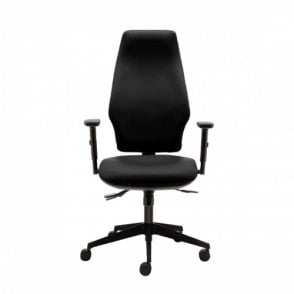 High back extra comfort task chair with height adjustable arms, sliding seat, ratchet back, airtech seat, inflatable lumbar and thorax support - Black fabric - Seat Width: 510mm - Seat Depth 480mm - Seat Height: 460-570mm
