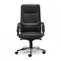 High back manager armchair, fixed padded arms and chrome 5 star base - Black leather - Seat Width: 520mm - Seat Depth 440mm - Seat Height: 470-560mm