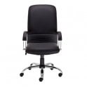 High back manager armchair, fixed padded arms and chrome 5 star base - Black leather - Seat Width: 520mm - Seat Depth 470mm - Seat Height: 450-540mm