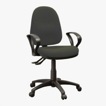 High back operator chair with arms and 2 levers - Charcoal Fabric