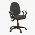 High back operator chair with arms and 2 levers - Charcoal fabric - Seat Width: 495mm - Seat Depth 445mm - Overall Height: 975-1160mm