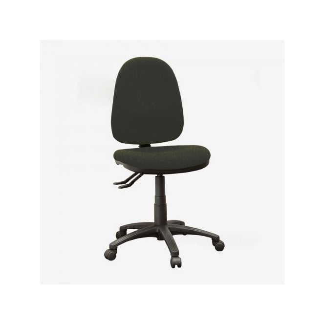 High back operator chair without arms and 2 levers - Charcoal fabric - Seat Width: 495mm - Seat Depth 445mm - Overall Height: 975-1160mm