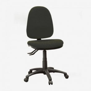 High back operator chair without arms and 2 levers - Charcoal fabric - Seat Width: 495mm - Seat Depth 445mm - Overall Height: 975-1160mm