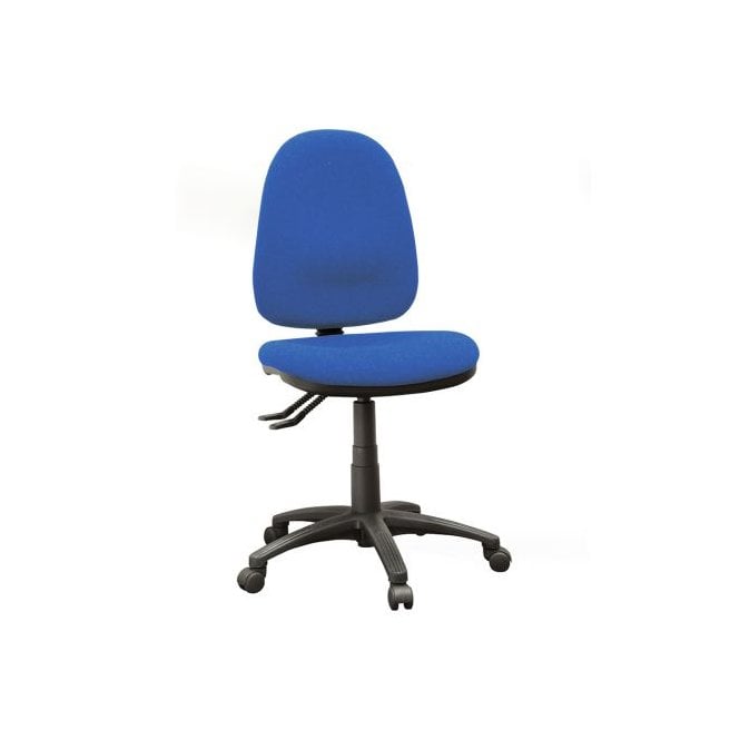 High back operator chair without arms and 2 levers - Cobalt blue fabric - Seat Width: 495mm - Seat Depth 445mm - Overall Height: 975-1160mm