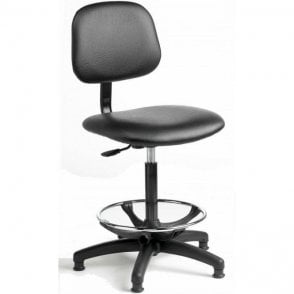 Industrial Upholstered High Chair, Adjustable Foot Rest with castors
