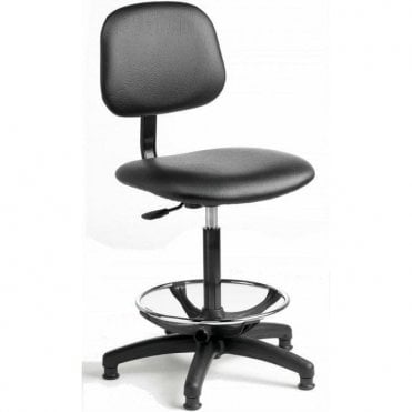 Industrial Upholstered High Chair, Adjustable Foot Rest