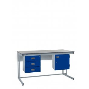KIT B: Cantilever Workbench - Laminate Top H.840 W.1200 D.750 - Storage Cupboard & Triple Drawer Unit