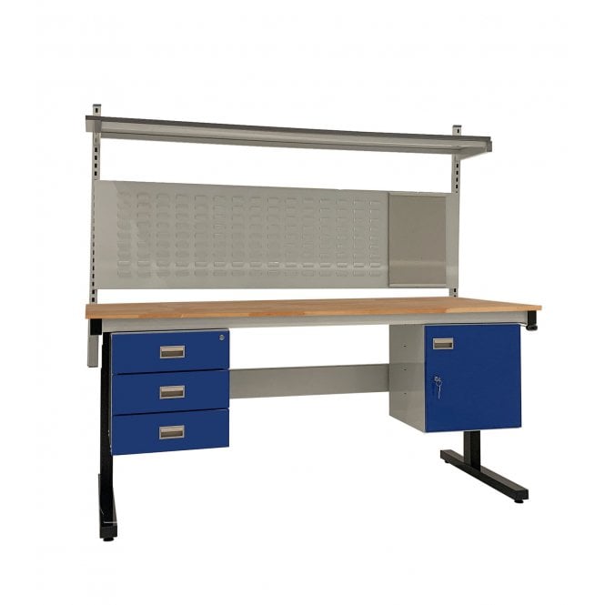 KIT D: Electric Height Adjustable Workbench - Beech Top