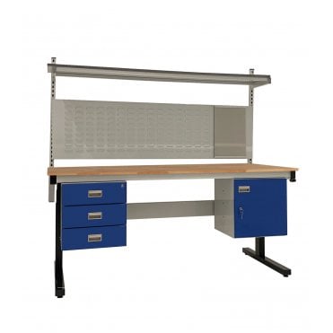 KIT D: Electric Height Adjustable Workbench - Beech Top