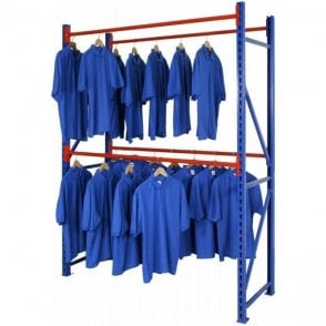 Longspan Double Rail Garment Racking H2135 x W1525 x D610mm Rail load 90kg - Starter Bay