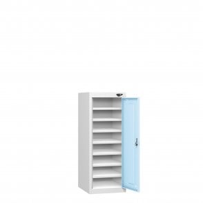 Low Laptop Locker - 1 Door - 8 Compartment - Non-Charging - Sloped Top - H1150 x W380 x D450mm