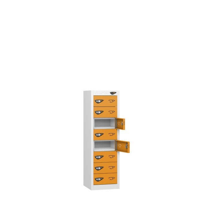 Low Laptop Locker - 8 Door - 8 Compartment - Non-Charging - Sloped Top - H1150 x W380 x D450mm